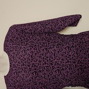 AXIOM Vintage 80s black and purple dress gathered waist side drape size 12 EUC